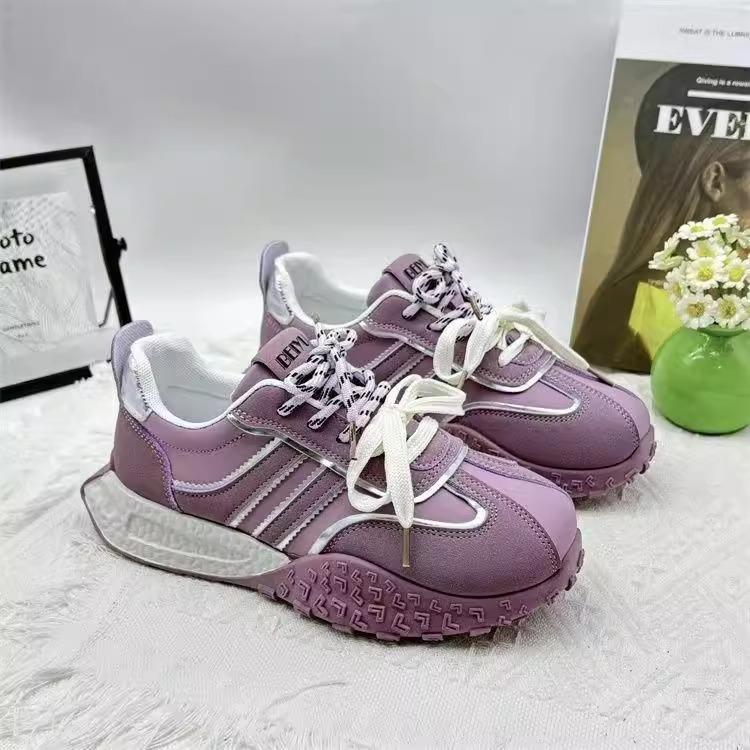 

2025 spring new versatile sports and leisure shoes leather dad shoes heightened fashion thick sole thin German training women s shoes 40