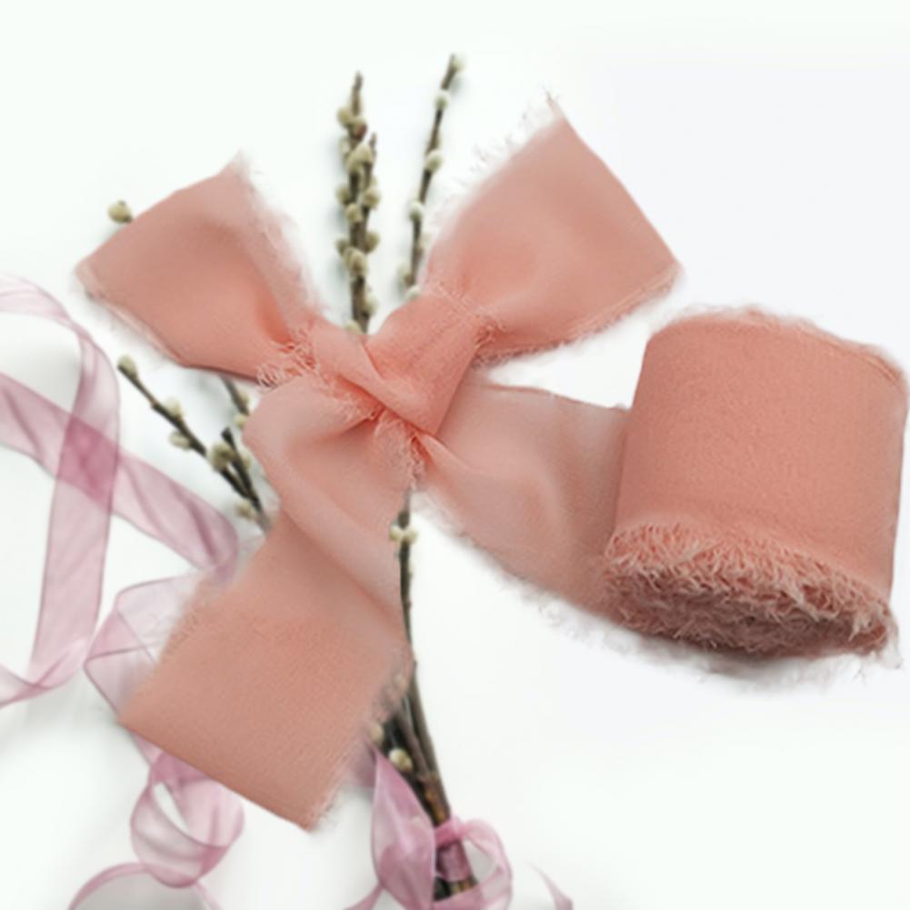 Ausgefranstes, faltiges Chiffon-Seidenband, Hochzeits-Blumenstrauß, Wickeldekoration, Requisite