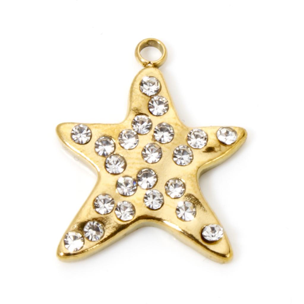 2 PCs 304 Stainless Steel Ocean Jewelry Charms For DIY Jewerly Making Gold Color Tortoise Animal Star Fish Crab Necklace Finding