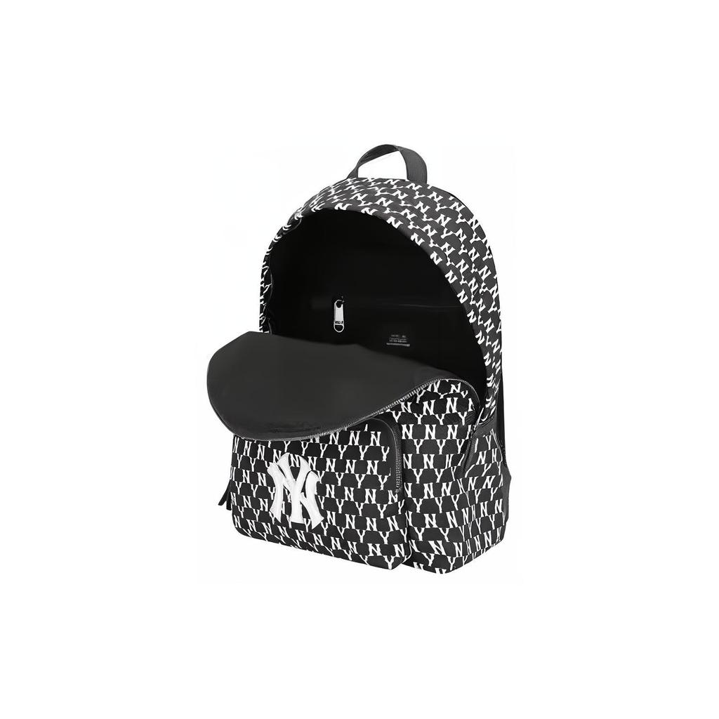 New MLB Monogram Collection Polyester Backpack Regular Unisex Black 3ABKM012N-50BKS