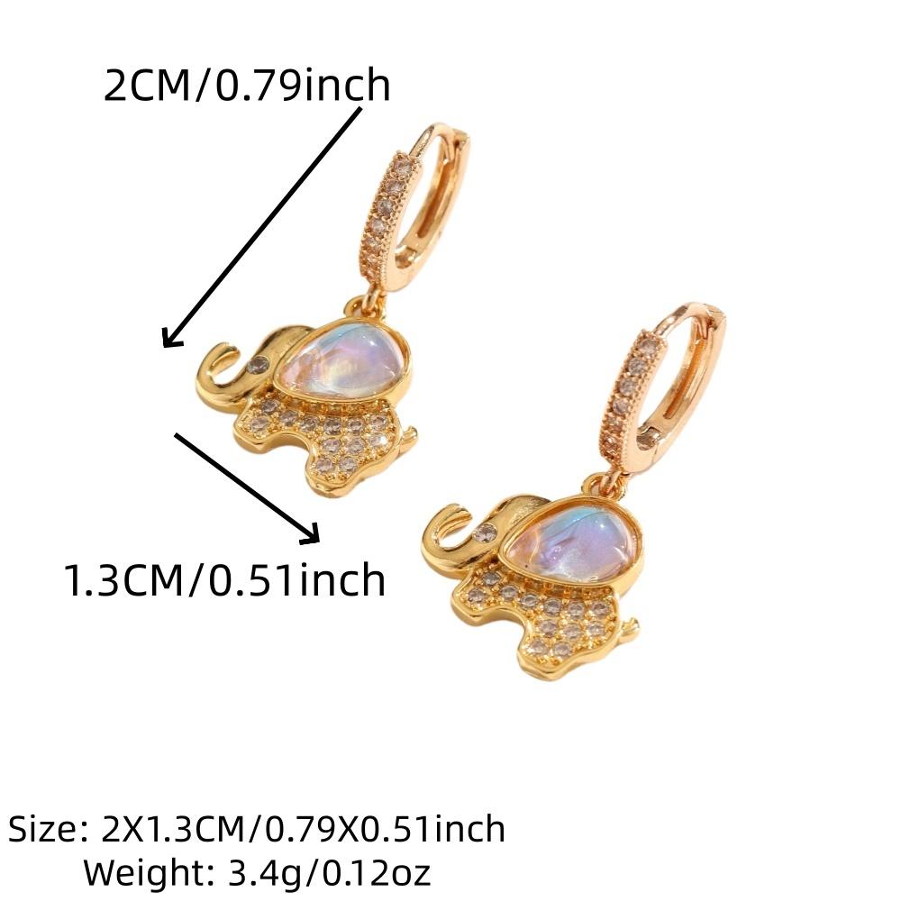 1 Pair Cute Small Elephant Dangle Earrings for Women Zirconia Earring Jewelry Wedding Party Accessories