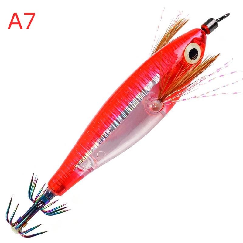1Pcs Horizontal Octopus Cuttlefish Wood Shrimp Hard Bait Artificial Wobbler With 3D Glow Eyes Squid Jig Fishing Lure