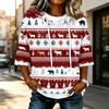 Women's Casual 3/4 Sleeve Hooded T-Shirt with Christmas Print