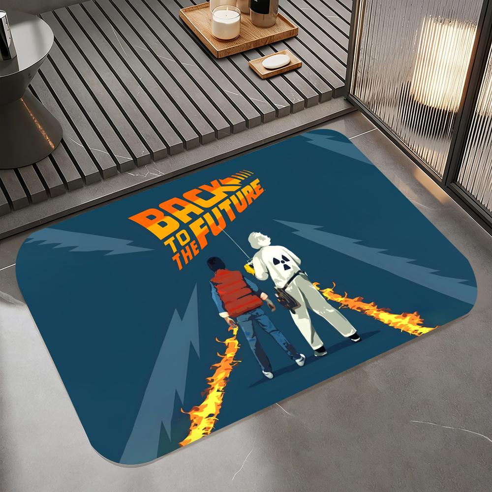 

Movie B-Back to the Future Floor Mat Diatomite Bath Mat, Quick Dry Absorbent Non-Slip Door Mat 50cm x 80cm