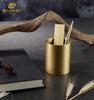 Messing Kerzenglas Akzeptiert Custom Gebürstetes Messing Stifthalter für Geschenk Schule Büro Rundes Messing Goldene Blume Topf Aufbewahrung