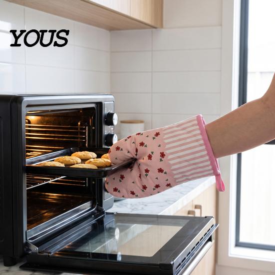 Soft Comfortable Baking Mitts Set Oven Mitts, Heat Resistant Kitchen Gloves for Women, 100% Cotton Anti Essentials Hot Pans Scald Non-Slip Padded