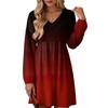 Women's Fashion Gradient V-Neck Long Sleeve Dress