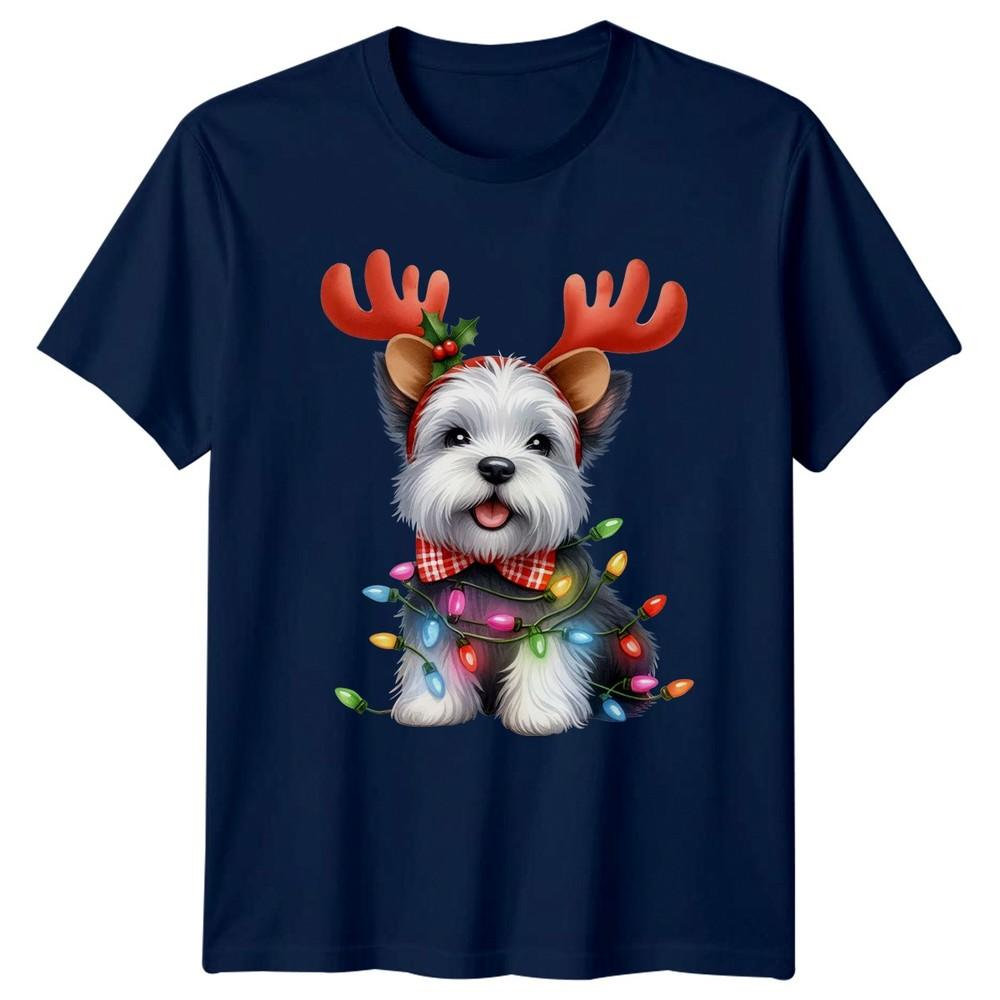 Christmas Dog Reindeer Antlers Holidays Unisexs TShirt Unisexs Tee Graphic Top a
