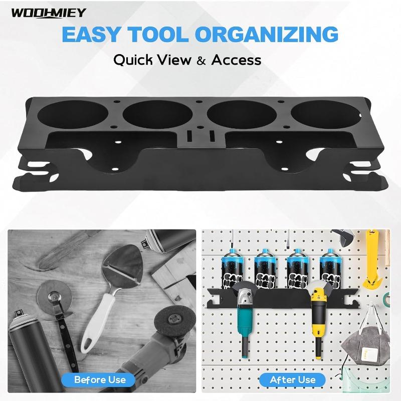 Spray Bottle Storage Rack with Angle Grinder Holder, with 4 Spray Bottle Holes 2 Grinder Slots for Garage Workshop Organization