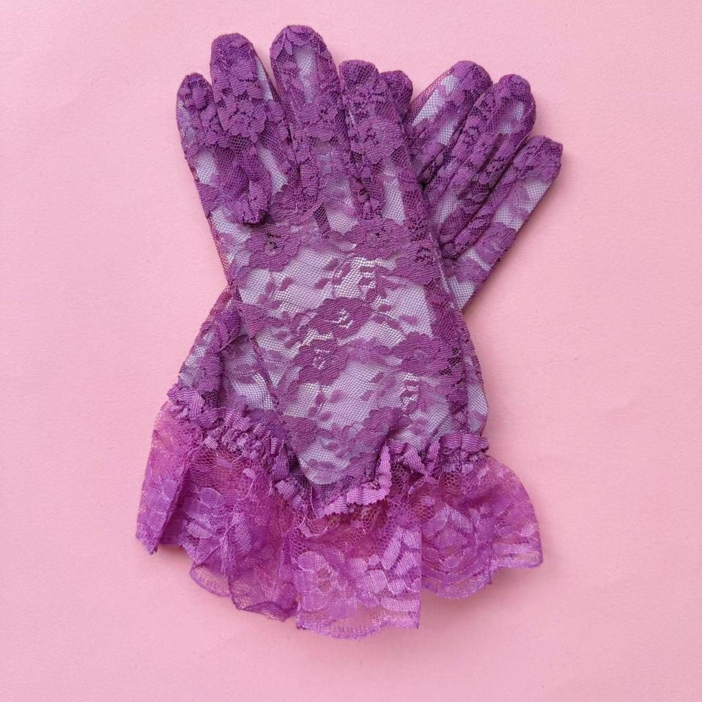 Elegant Lace Black Short Gloves - Summer Bridal, Driving, Cycling, Sun Protection
