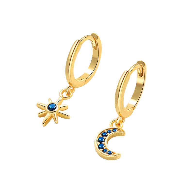 2025 Hot-selling Products Elegant Jewelry Gold-plated Zircon Moon Star Shiny Women's Fashion Pendant Earrings Waterproof Jewelry