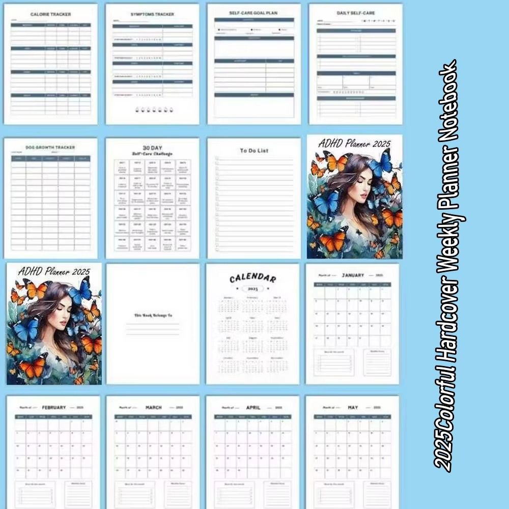 Portable 2025 ADHD Daily Planner Book Hardcover Work Study Planner Agenda Notebook  Student