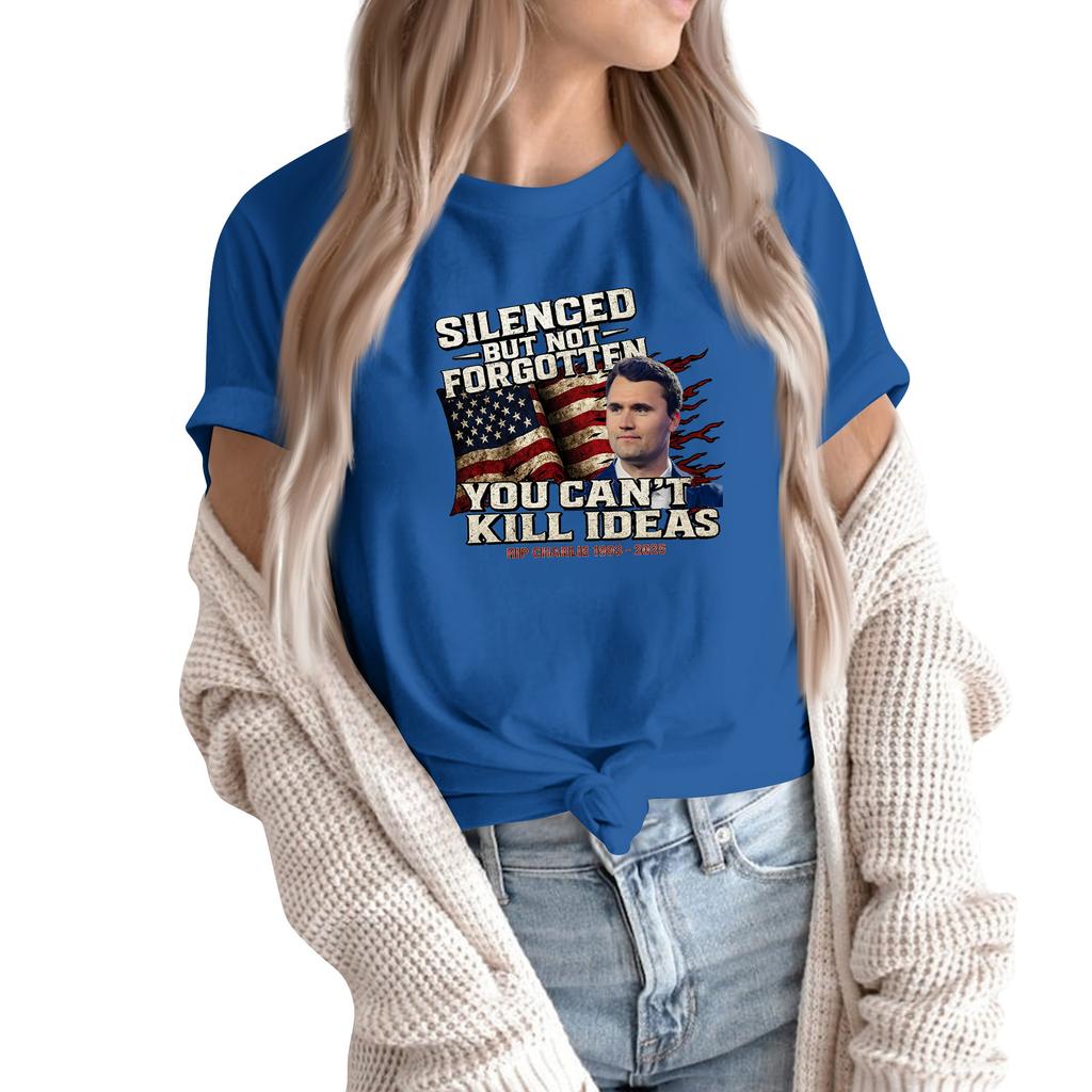 Women's Fashion Casual Printed Short Sleeve Round Neck Pullover Tops
