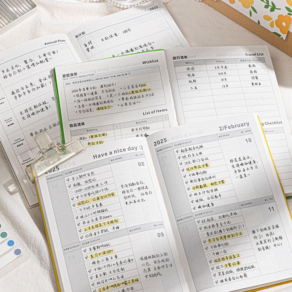 12 Months 2025 Schedule Planner Notebook INS 365 Days Efficiency Notepad Schedule Journal Business