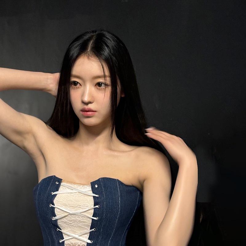 European and American style summer new women's clothing solid color slim-fit street fashion one-word collar tube top backless vest