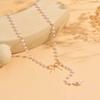 Vintage White Imitation Pearl Tassel Necklace for Women Fashion Gold Color Handmade Beaded Clavicle Chain Necklace Jewelry