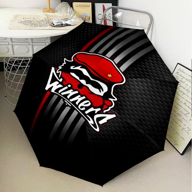 1PC Fc Crest Design Printed Umbrella Folding Umbrella, Automatic Umbrella 8-Frame for Travel, Camping Fan Gifts Christmas Gifts