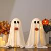 2 Pack with Pumpkin Light-Up Sherpa Ghosts Cute Ghost Tabletop Decor Halloween Decorations  Party