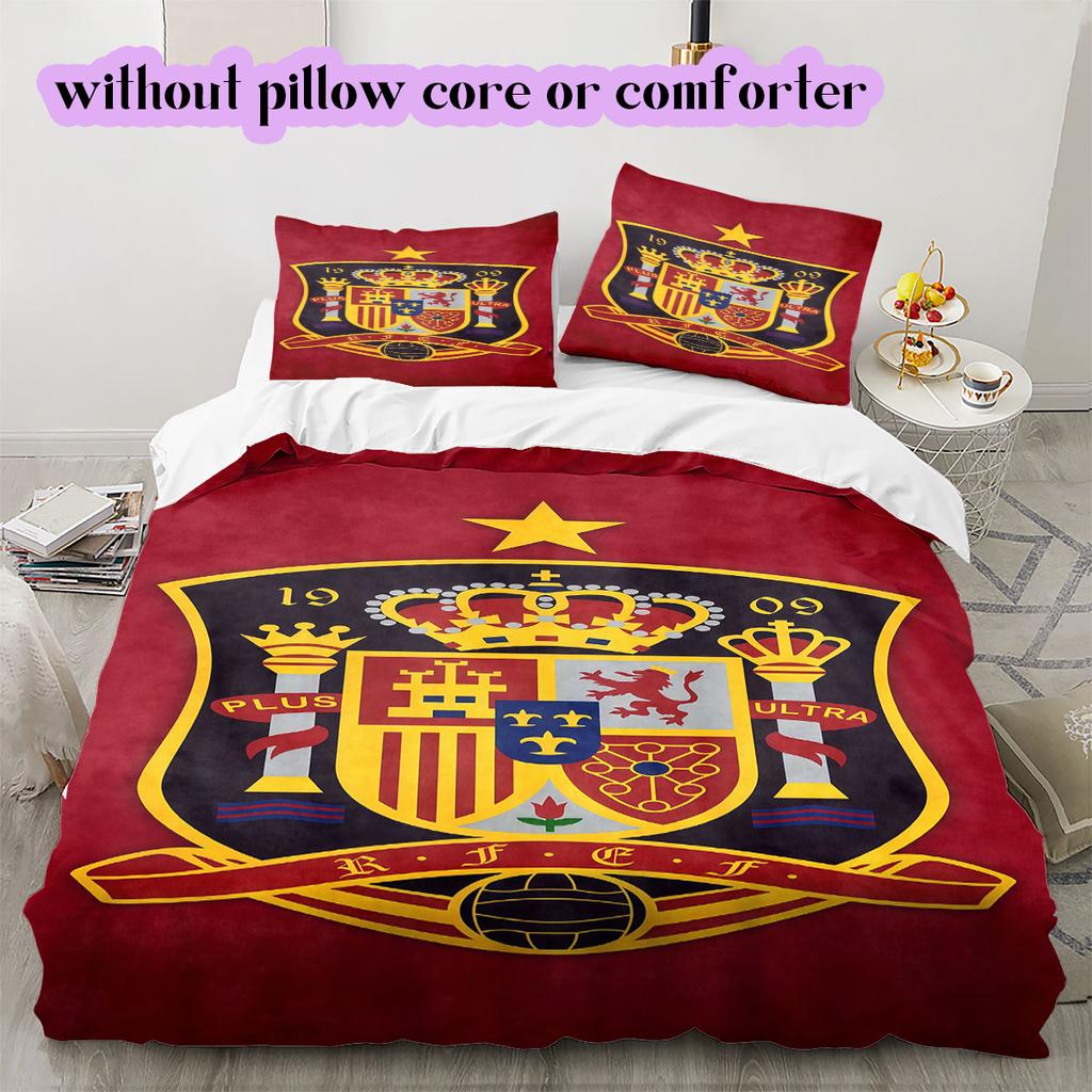 Spain Football Soccer Pattern Bedding,Quilt Set Quilt Cover Pillowcase Home Birthday Gift (1*duvet Cover+2*pillowcase,without Core)