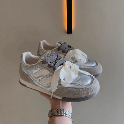 Blue Cabinet, Light Forrest Gump Training Shoes Women's 2025 New Spring Matte Soft Leather Double Shoelaces Casual Sports Shoes