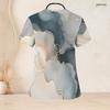 Women Plus Size Abstract Print Nurse Scrub Top V Neck Short Sleeve With Front Pockets
