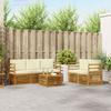 Outdoor Sofa Set 6 pcs Natural and Cream Solid Acacia Wood