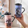 Cool Little Rabbit with Lid Spoon Ceramic Cup Cute High Value Mug Creative Personality Water Cup Girls Gift Cup