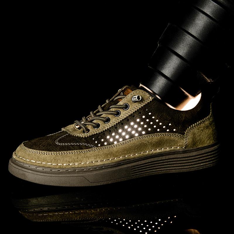 Fashion Summer Hollow Breathable Sneakers Outdoor Hiking Shoe Casual Genuine Leather Fashion Lightweight Footwear Lace-up Soft Sole Shoe