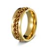 Men's Titanium Steel Rotating Chain Ring - Rotatable Stress Relief Jewelry and Beer Bottle Opener