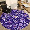 1pc Purple Floral Print Chair Carpet for Office, Round Non Slip Durable Large Size Office Carpet, Suitable for Office