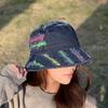 Color Hem Jean Fisherman Hat Women's Spring and Summer All-Match K-style High Quality Distressed Sun Hat Hip-Hop Street Bucket Hat Sun Protection