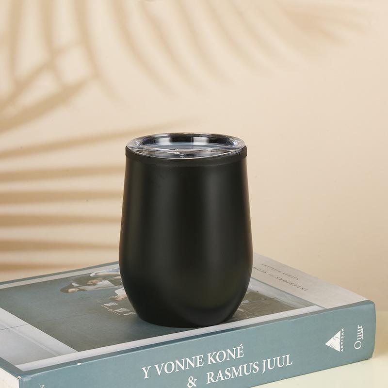 Hot Mining 304 Stainless Steel Eggshell Cup Mini Thermos Cup U-Shaped Red Wine Glass 12Oz Inner Plastic Outer Steel Egg Cup