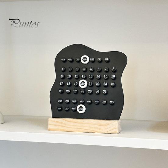 Wiederverwendbarer Ganzjahreskalender, Ewiger Block mit Datumsmarkierer, Schreibtisch-Holz, Moderne minimalistische Basis, DIY-Ring, Ein Tagesplaner für Büro und Zuhause