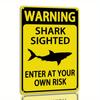 Vintage Warning Shark Sighting Metal Sign  Humorous Wall Decor for Patio Backyard  Pool   Iron Material Easy To Hang N
