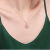 Sterling Heart Pendant Necklace With Clover Zircon Charm Magnetic Clasp Women Fashion OL Jewelry