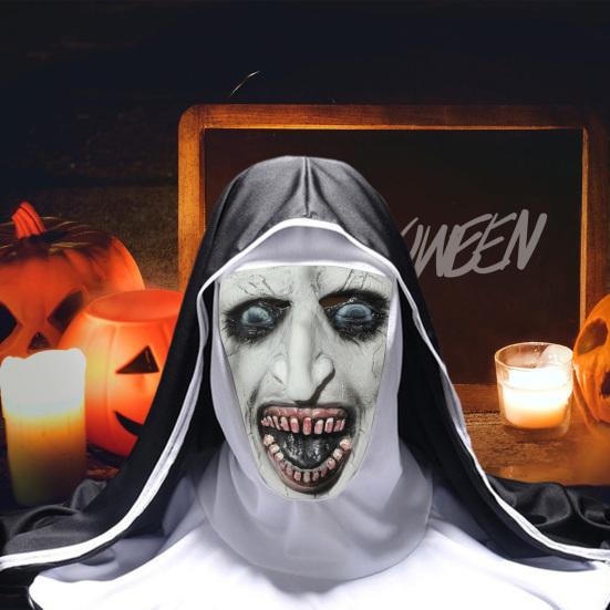 1 Set Halloween Headgear Scary Nun Emulsion Headgear Halloween Thriller Cosplay Costume for Party Home