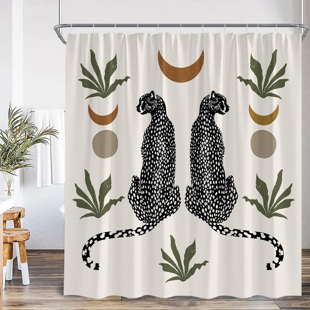 Abstrakta duschdraperier Nordisk mid-century-stil Badrumsdekorationer Modern minimalistisk badkarsgardin Polyester Badrumsdekor