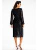 Sequin Wrap Midi Dress with Long Sleeves, Black, Size S