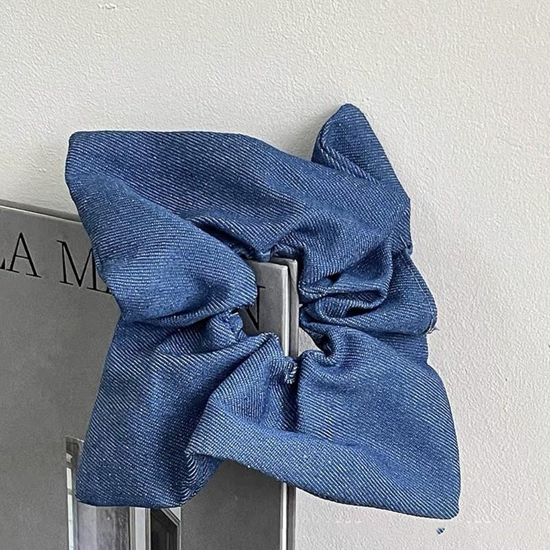 Large Scrunchie for Hair Hairties Elastic Rubberbands for Girls Bun Hairstyle Scrunchie Denim Headwear Hair Accessories