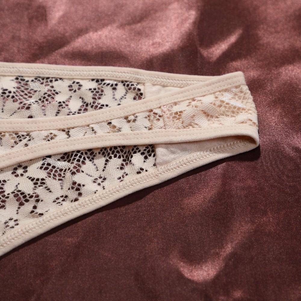 Low Waist Lace Flower Briefs Mesh T-Back Panties Comfortable Lace Thong Women  Daily Wear