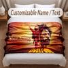 Mohamed Salah Printed Flannel Blanket Custom Name Text Soft Warm Throw For Bedroom Holiday Gift