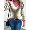 DICFY Women's Fashion Casual V-Neck Long Sleeve Blouses & Shirts