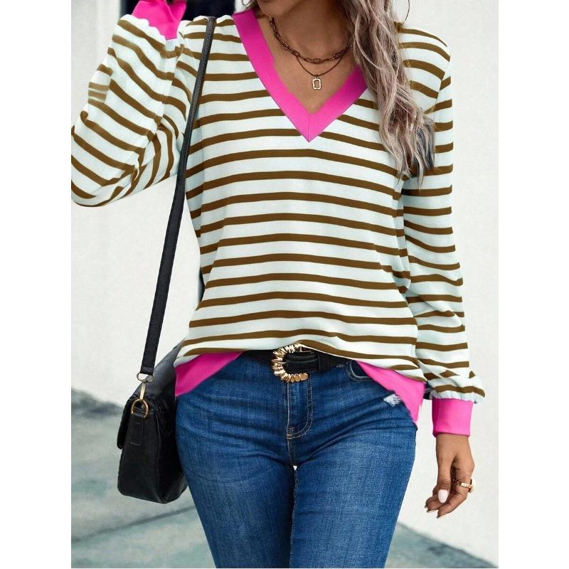 DICFY Women's Fashion Casual V-Neck Long Sleeve Blouses & Shirts