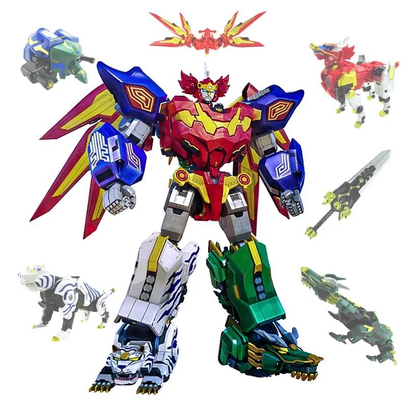 Mighty Morphin Dinosaur Rangers Transformation Robot Super Sentai 5In1 Megazords Assembled Action Figure Collectiion Boys Gifts