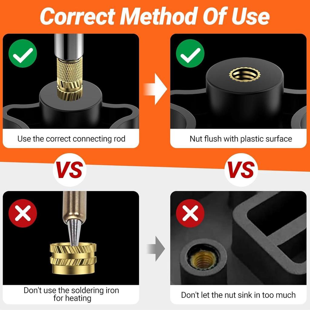 Threaded Inserts Soldering Tips Set M2/M3/M4/M5/M6/M8 Threaded Inserts Heat-Resistant Heater Adapter With Welding Parts