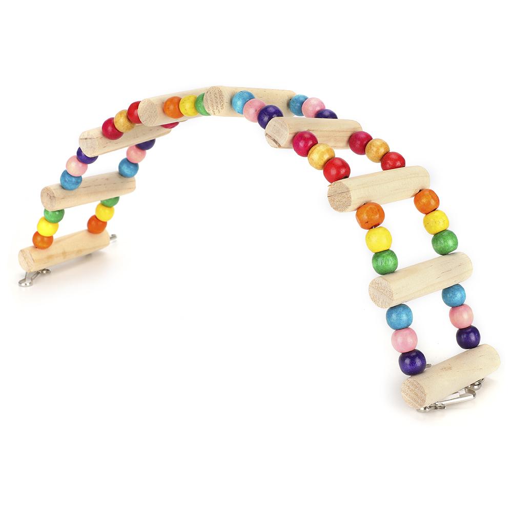 Wood Pet Parrot Suspension Bridge Climbing Toy Bending Freely Playing Supply6x39cm
