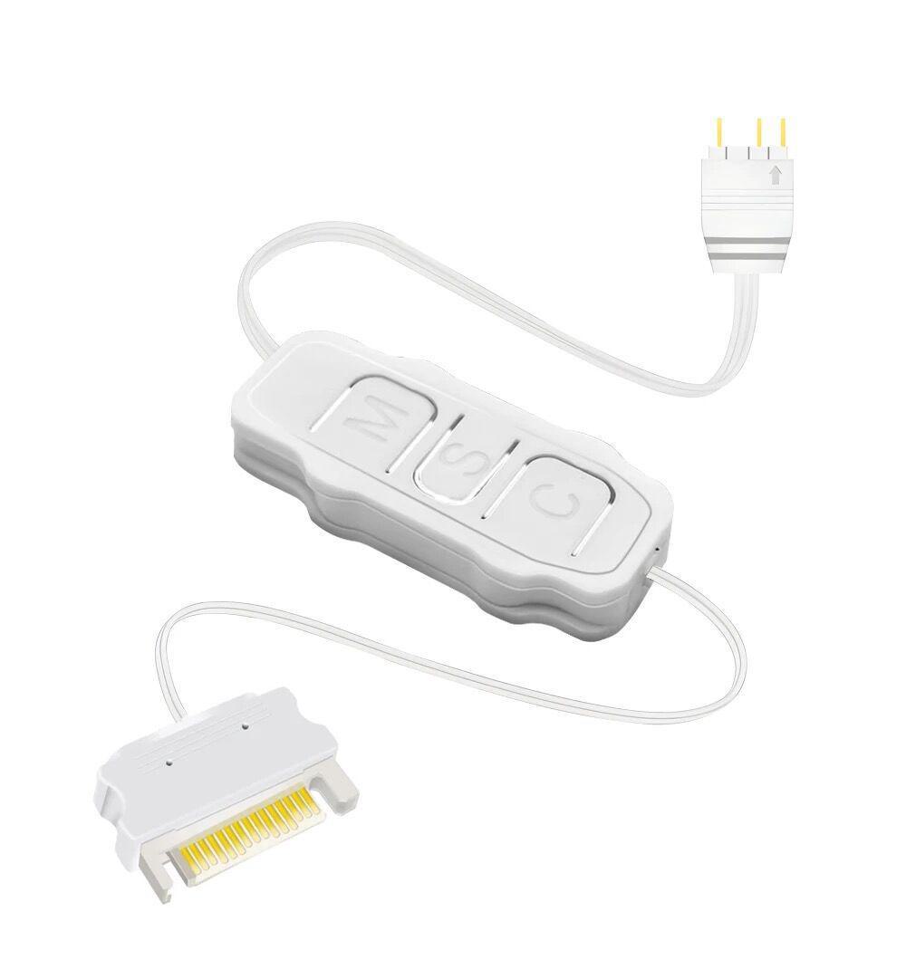 

5V 3-контактный ARGB контроллер с питанием SATA и 3-контактным мини-RGB вентилятором для синхронизированной регулировки скорости и цвета AR-1 белый