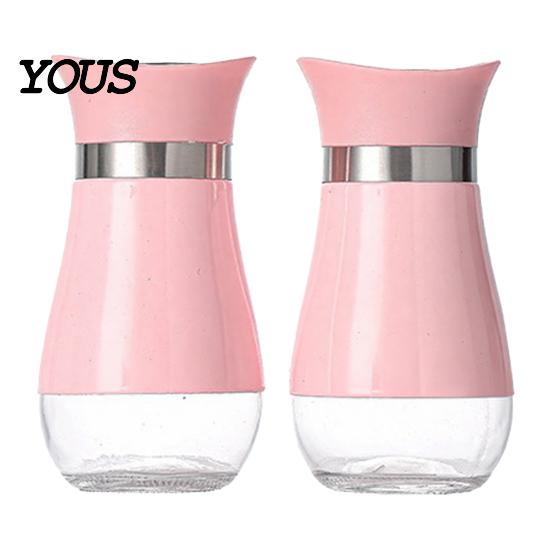 Stainless Steel Spice Containers 2PCS Glass Seasoning Jar, Moisture Proof Kitchen Organization Accessories Holders, Nordic Style Refillable Dispenser