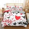 Love Heart Duvet Cover Set King Size Black Red Heart Spot Twin Quilt Cover Arrow of Love Polyester Bedding Set for Teens Couples