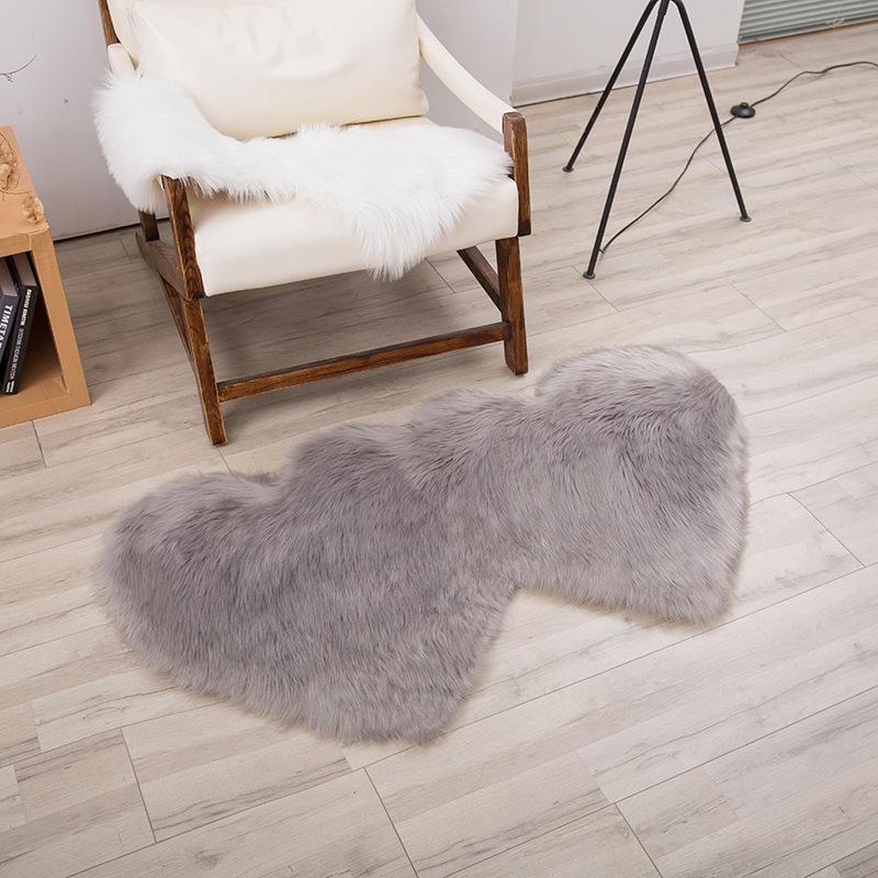 Tappeto in Lana Sintetica a Forma di Cuore Doppio - Tappeto per Soggiorno, Camera da Letto, Divano, Tavolino, Tappetino Spesso per Pavimento